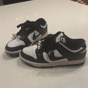 Nike Dunk LowPanda Black and White Sneakers with Pearl Details